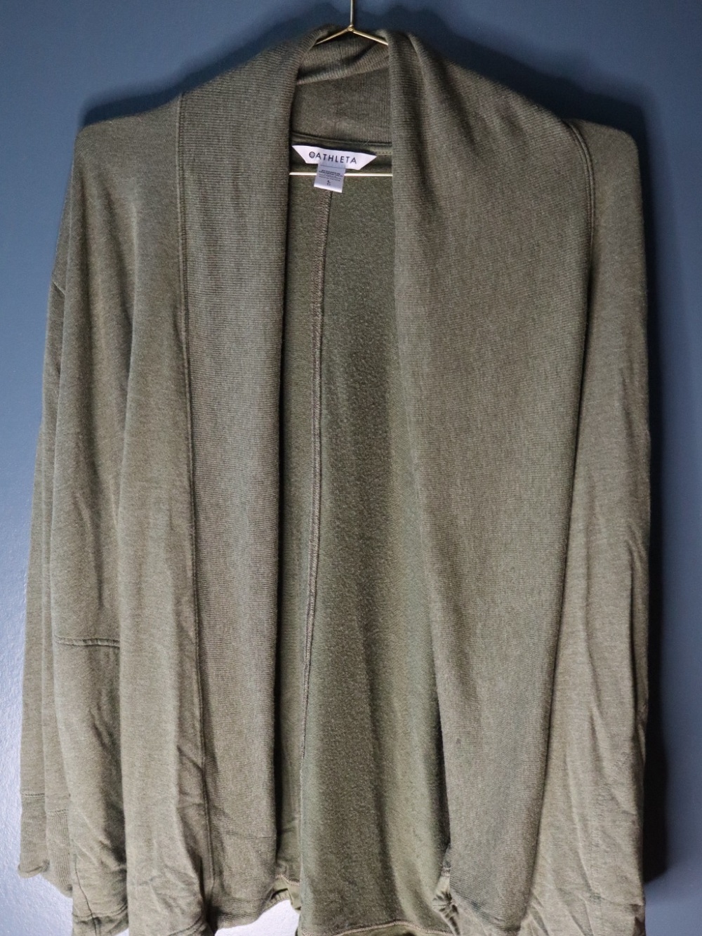 Athleta Olive Green Ribbed Sweater Cardigan